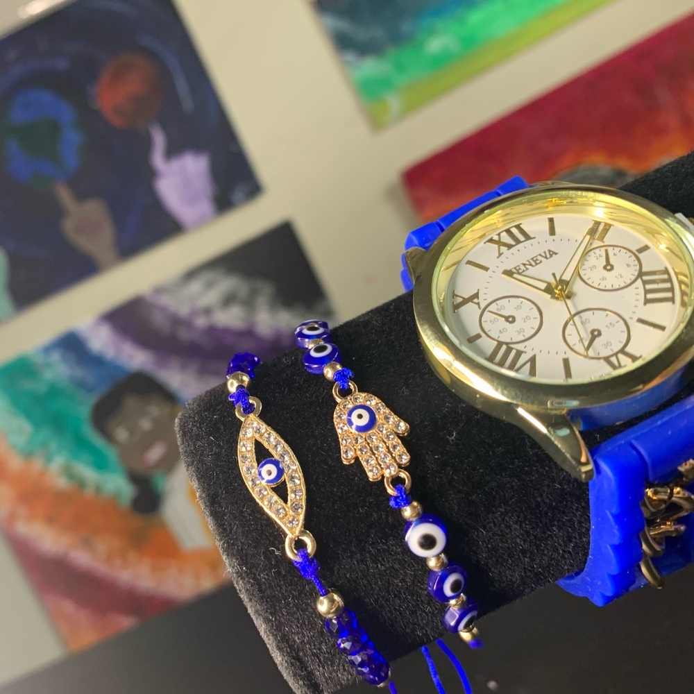 Evil eye bracelets & Geneva Watch